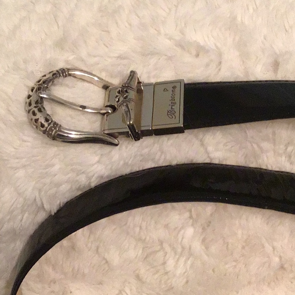Brighton shiny black belt with silver buckle